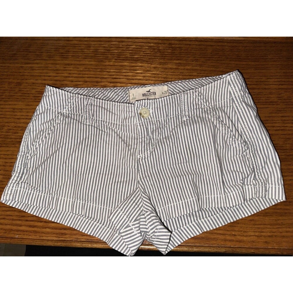 Vintage Y2K Hollister White Blue Striped Short Shorts Women’s Size 1 EUC